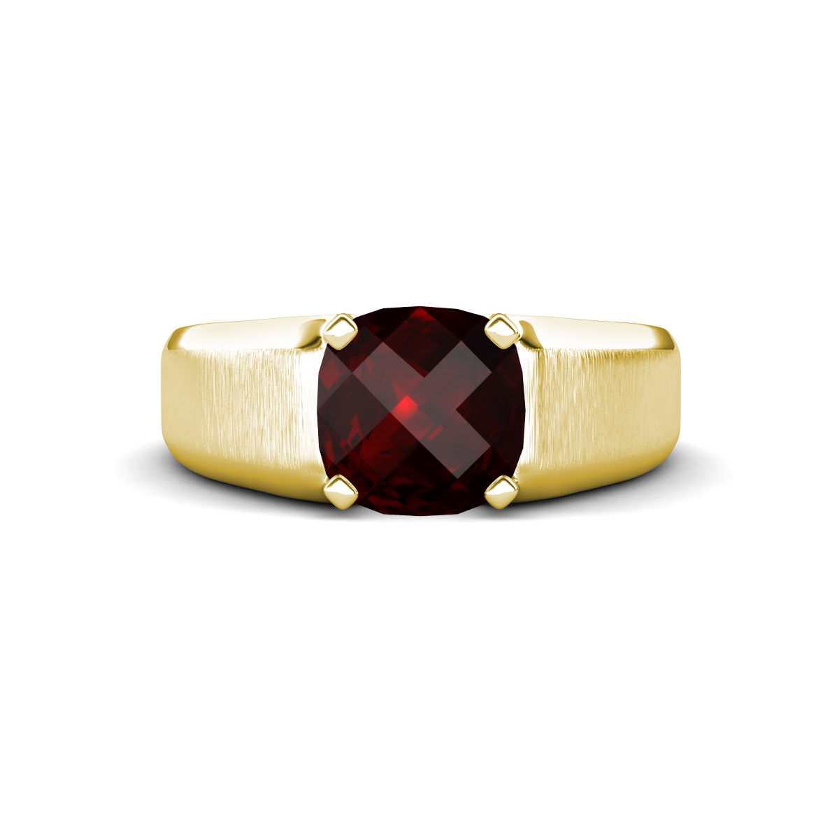 Jude 2.75 ct Cushion Checkerboard Cut Red Garnet Solitaire Men Wedding Band (8 mm) 